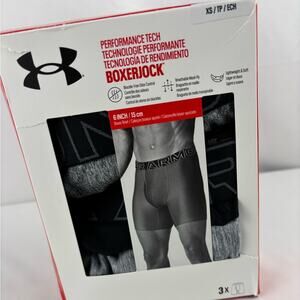 NWT Under Armour Boxerjock Performance Tech, 3-Pack - Black and 2 Gray, XS